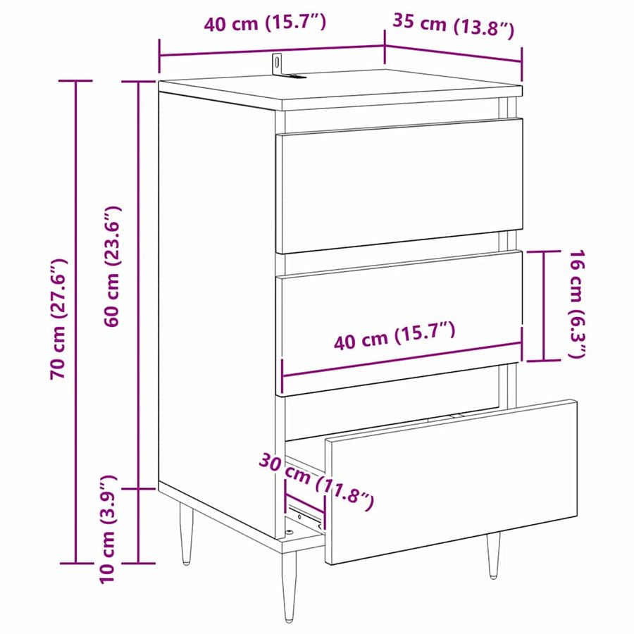 Dressoir met lade Oud hout 35 x 40 x 70 cm Bewerkt hout
