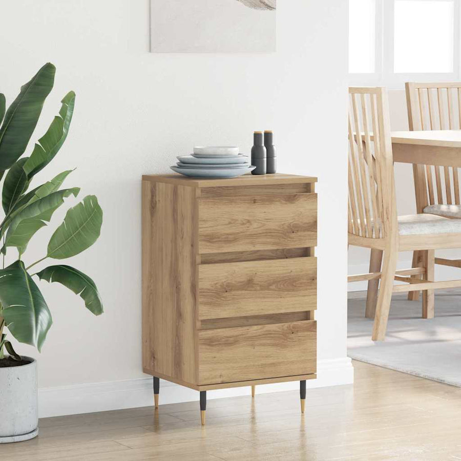 Dressoir artisanaal eikenkleurig 35 x 40 x 70 cm Bewerkt hout