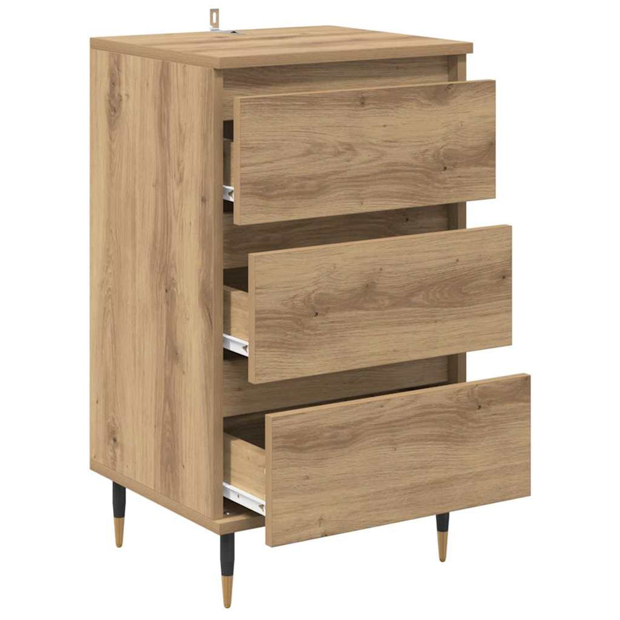 Dressoir artisanaal eikenkleurig 35 x 40 x 70 cm Bewerkt hout