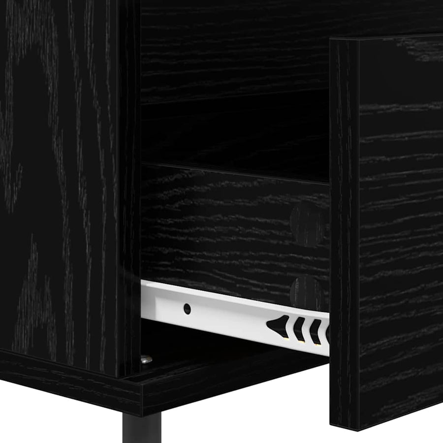 Dressoir met lade Zwart eiken 35 x 40 x 70 cm Bewerkt hout