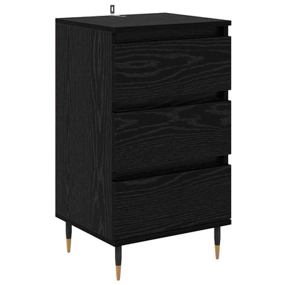 Dressoir met lade Zwart eiken 35 x 40 x 70 cm Bewerkt hout