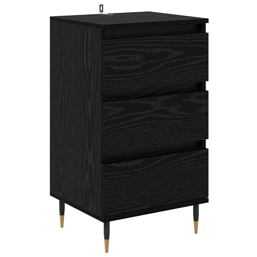 Dressoir met lade Zwart eiken 35 x 40 x 70 cm Bewerkt hout