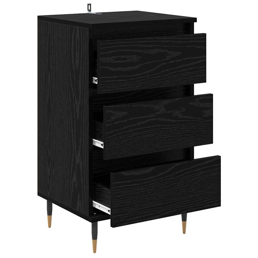 Dressoir met lade Zwart eiken 35 x 40 x 70 cm Bewerkt hout