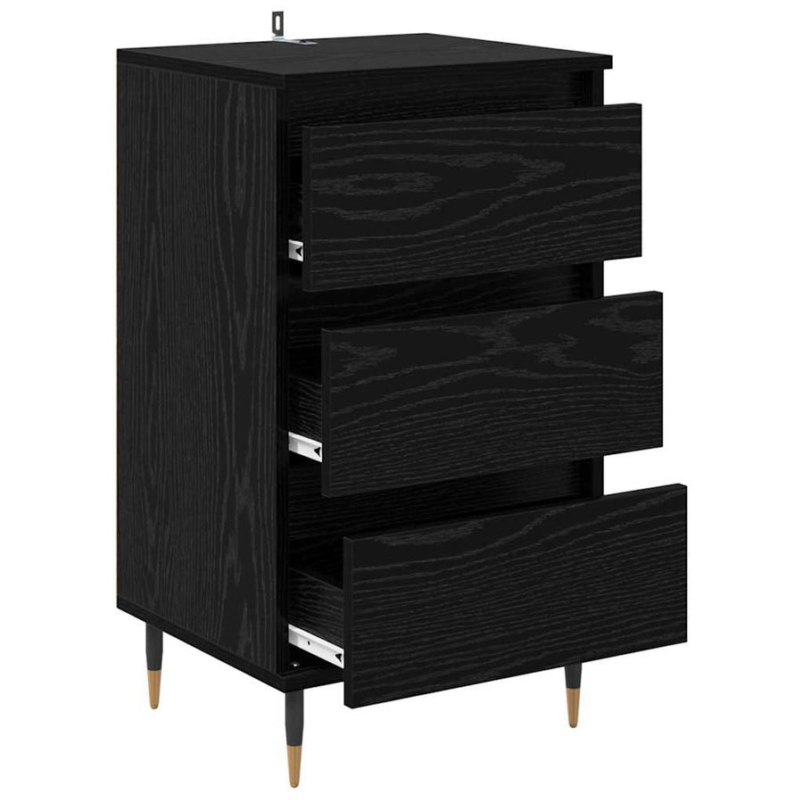 Dressoir met lade Zwart eiken 35 x 40 x 70 cm Bewerkt hout