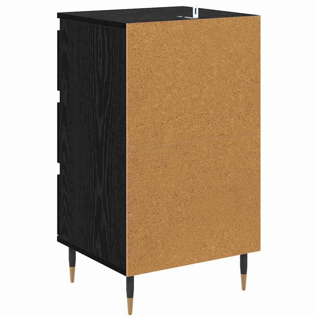 Dressoir met lade Zwart eiken 35 x 40 x 70 cm Bewerkt hout