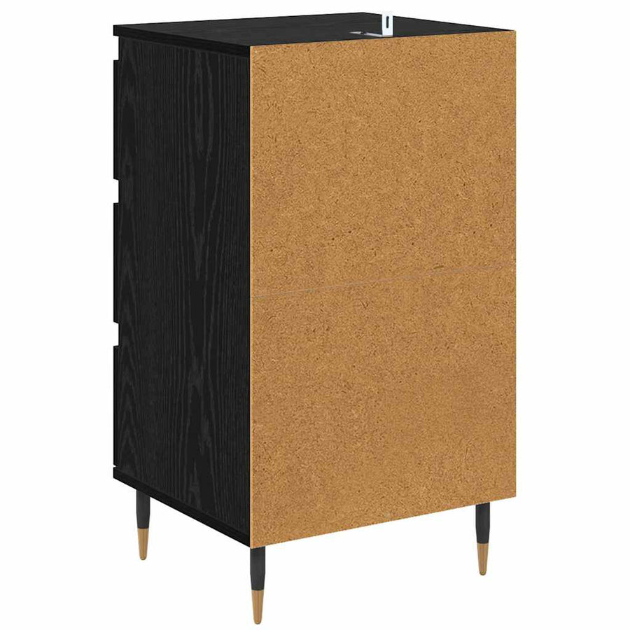 Dressoir met lade Zwart eiken 35 x 40 x 70 cm Bewerkt hout