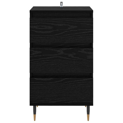 Dressoir met lade Zwart eiken 35 x 40 x 70 cm Bewerkt hout