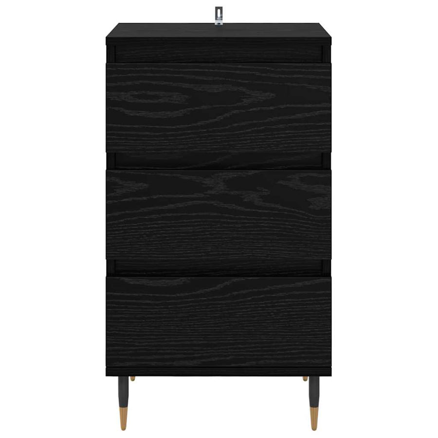 Dressoir met lade Zwart eiken 35 x 40 x 70 cm Bewerkt hout