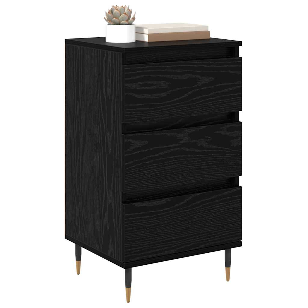 Dressoir met lade Zwart eiken 35 x 40 x 70 cm Bewerkt hout