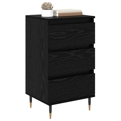 Dressoir met lade Zwart eiken 35 x 40 x 70 cm Bewerkt hout