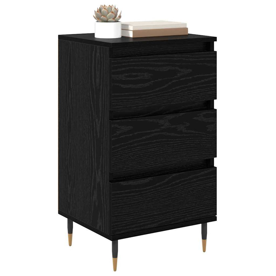 Dressoir met lade Zwart eiken 35 x 40 x 70 cm Bewerkt hout