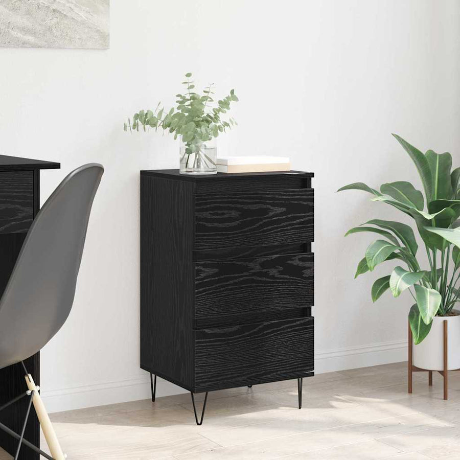 Dressoir Zwart Eiken 40 x 35 x 70 cm Gemonteerd hout en ijzer