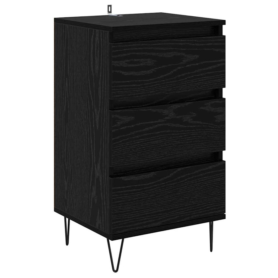 Dressoir Zwart Eiken 40 x 35 x 70 cm Gemonteerd hout en ijzer