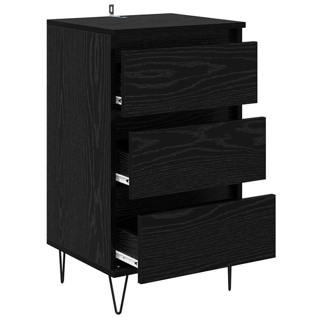 Dressoir Zwart Eiken 40 x 35 x 70 cm Gemonteerd hout en ijzer