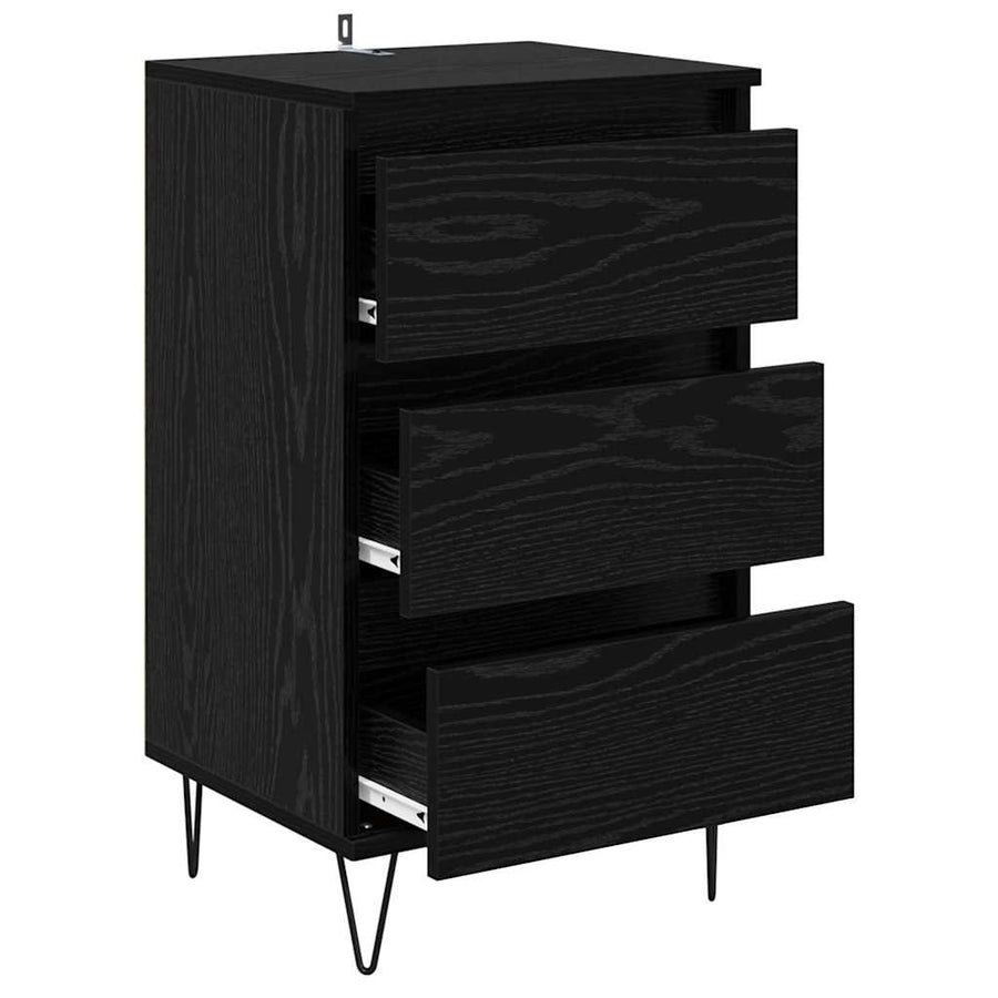 Dressoir Zwart Eiken 40 x 35 x 70 cm Gemonteerd hout en ijzer