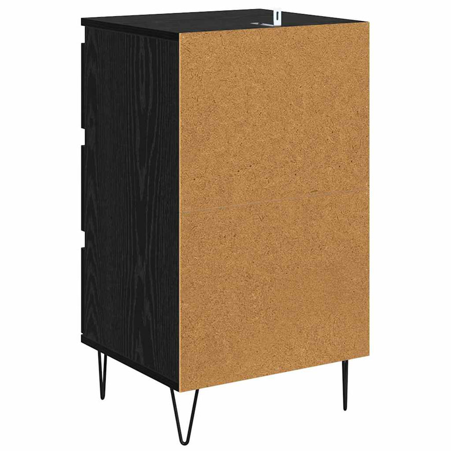 Dressoir Zwart Eiken 40 x 35 x 70 cm Gemonteerd hout en ijzer