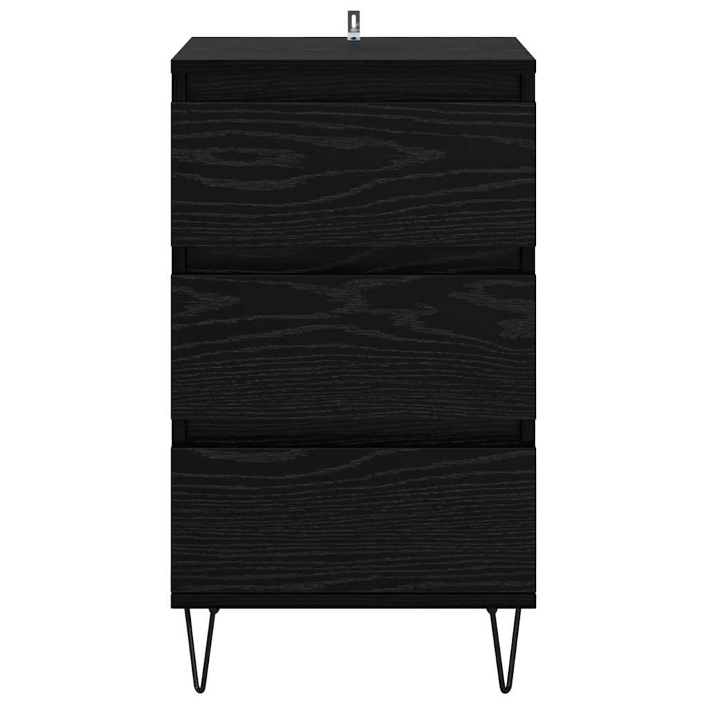 Dressoir Zwart Eiken 40 x 35 x 70 cm Gemonteerd hout en ijzer