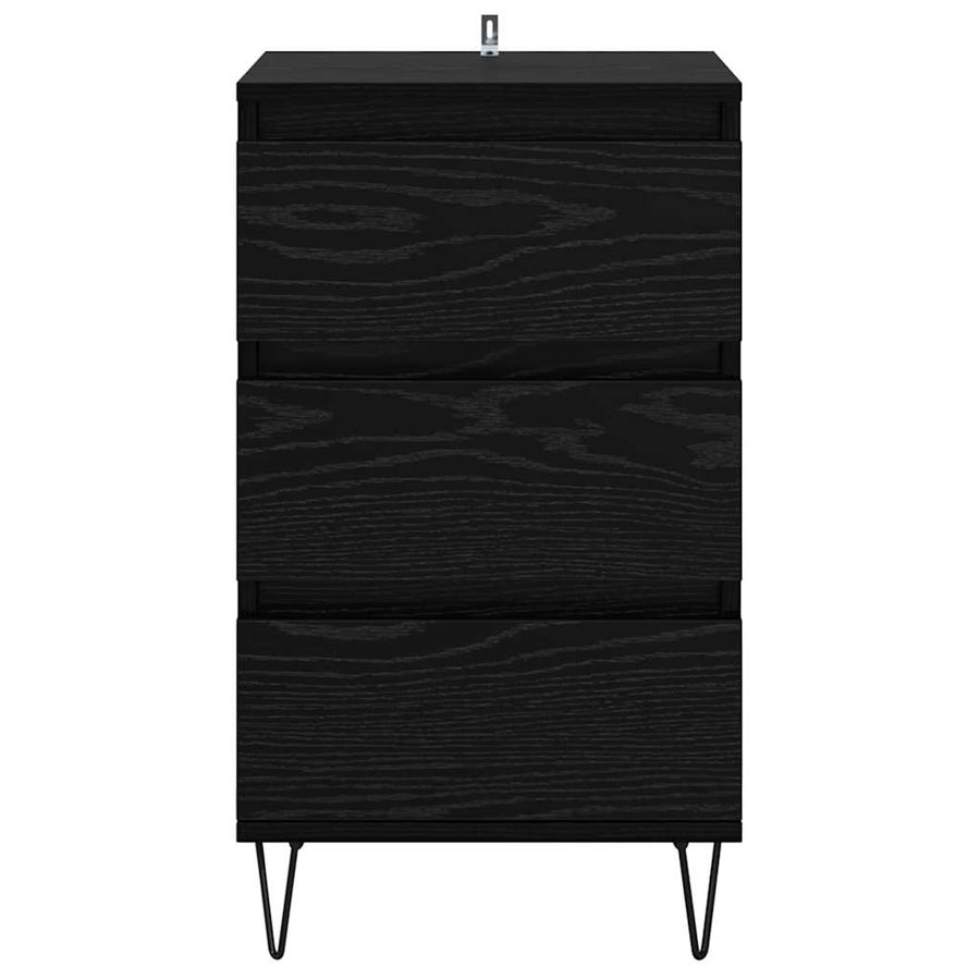 Dressoir Zwart Eiken 40 x 35 x 70 cm Gemonteerd hout en ijzer