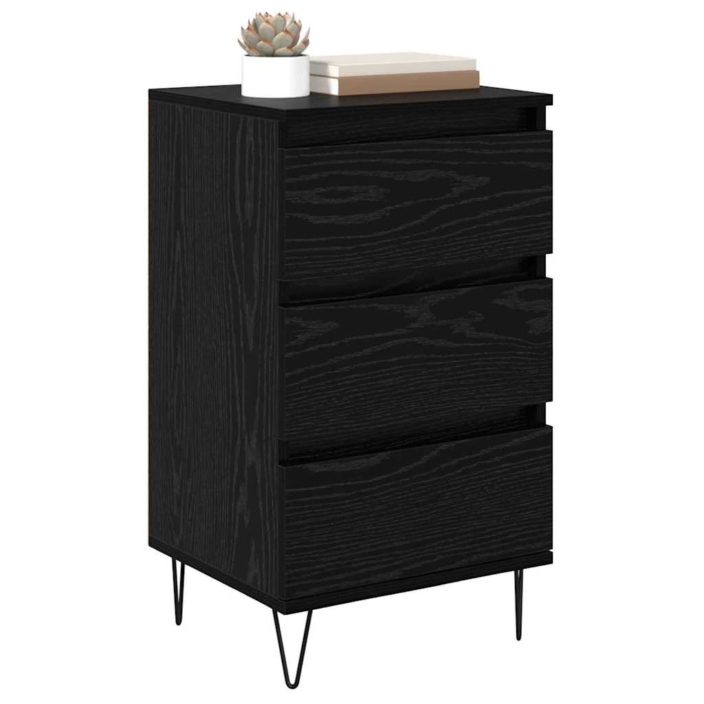 Dressoir Zwart Eiken 40 x 35 x 70 cm Gemonteerd hout en ijzer