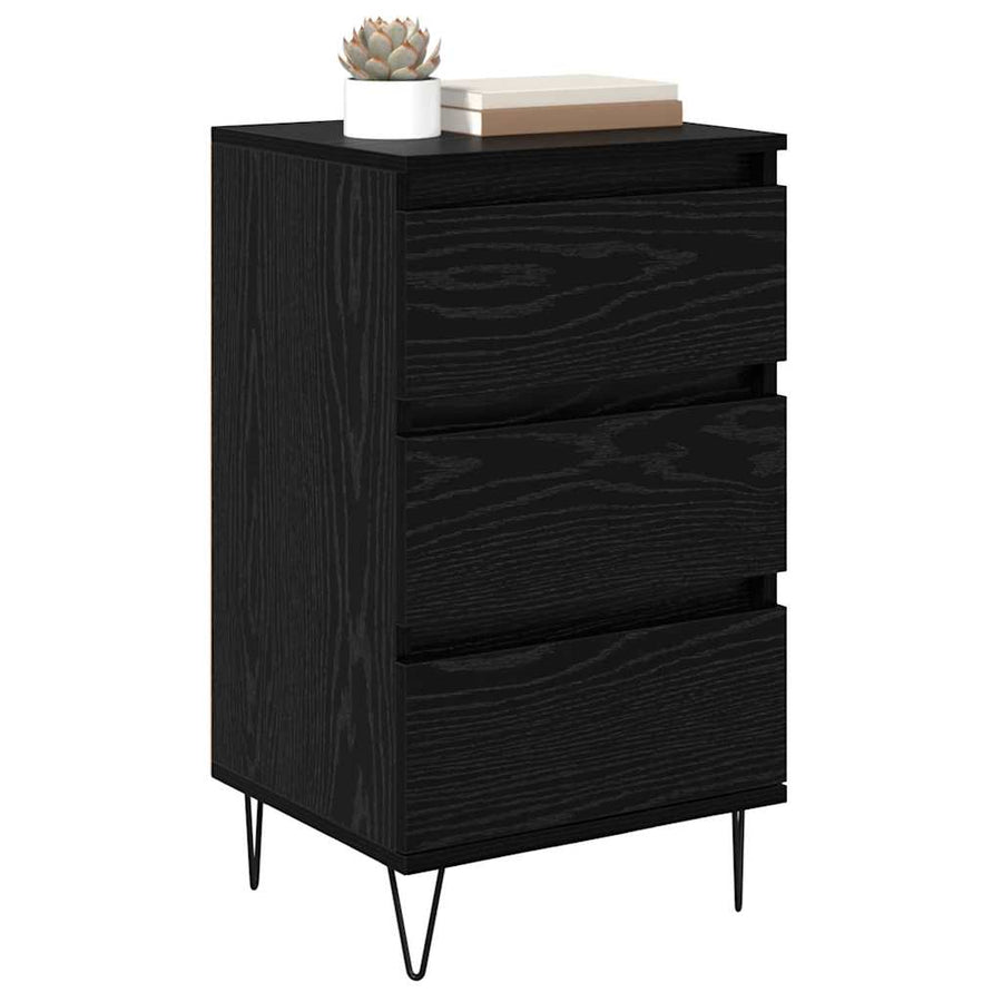 Dressoir Zwart Eiken 40 x 35 x 70 cm Gemonteerd hout en ijzer