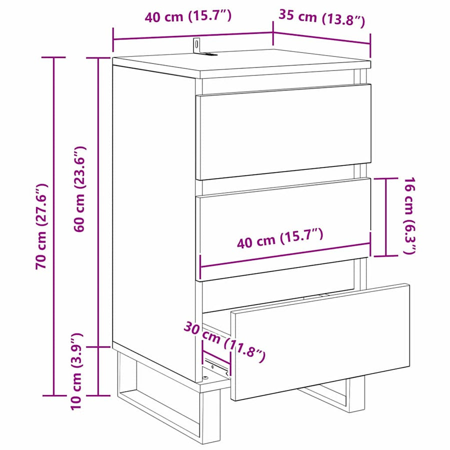 Dressoir met lade Oud hout Bewerkt hout