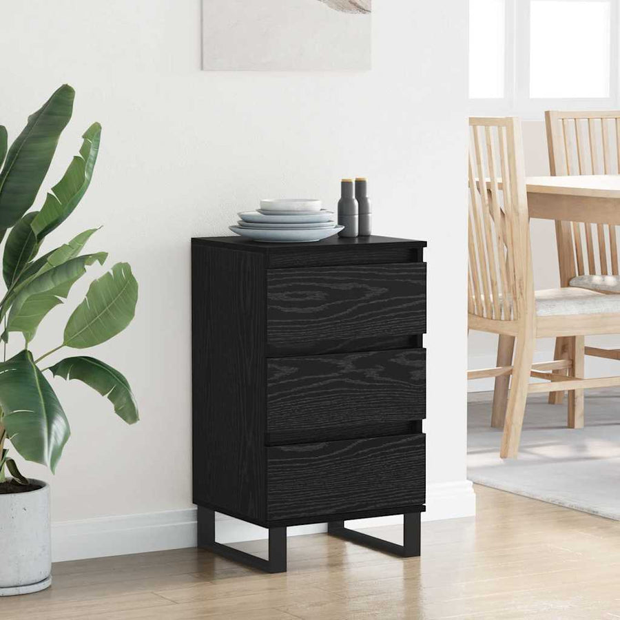 Dressoir met lade Zwart eiken Bewerkt hout