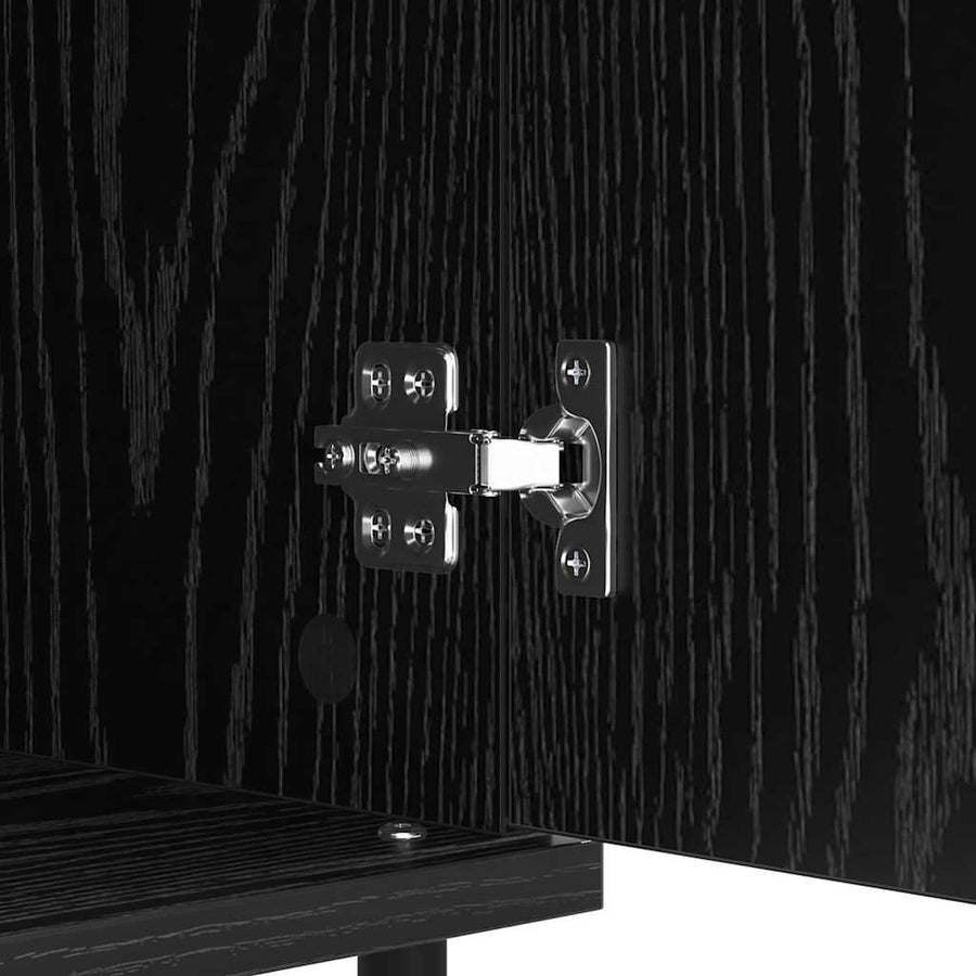 Dressoir Zwart Eiken 60 x 35 x 70 cm Gemonteerd hout en ijzer