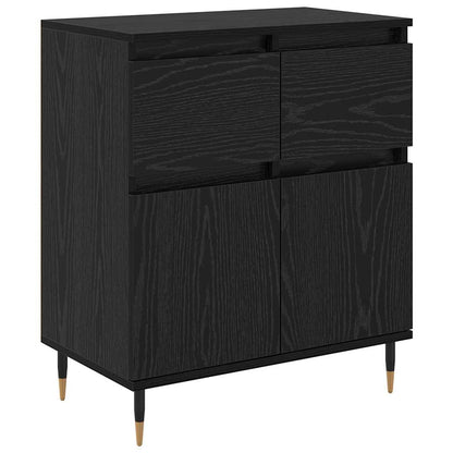 Dressoir Zwart Eiken 60 x 35 x 70 cm Gemonteerd hout en ijzer