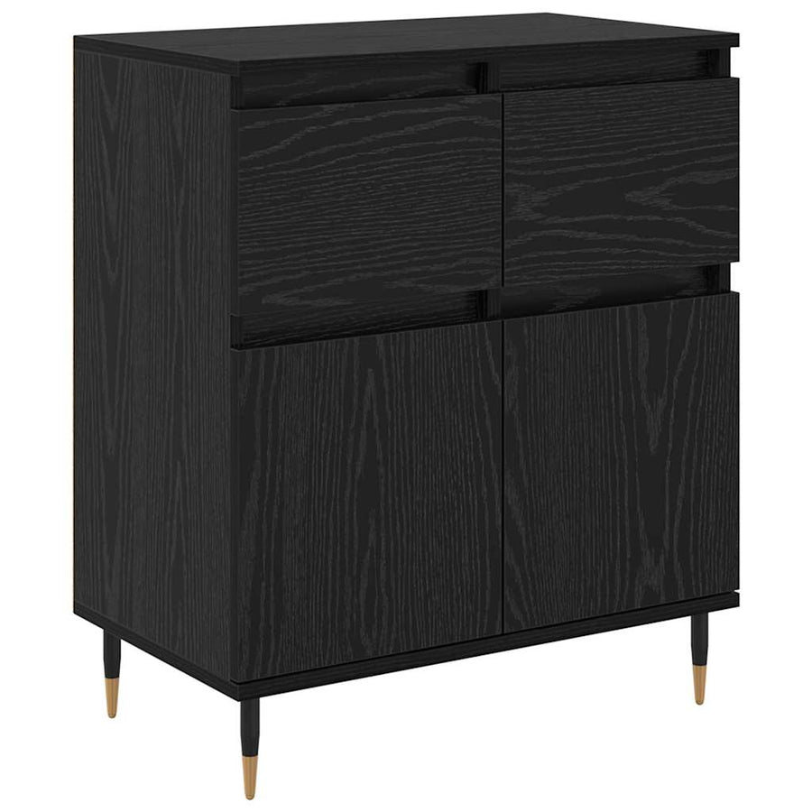 Dressoir Zwart Eiken 60 x 35 x 70 cm Gemonteerd hout en ijzer
