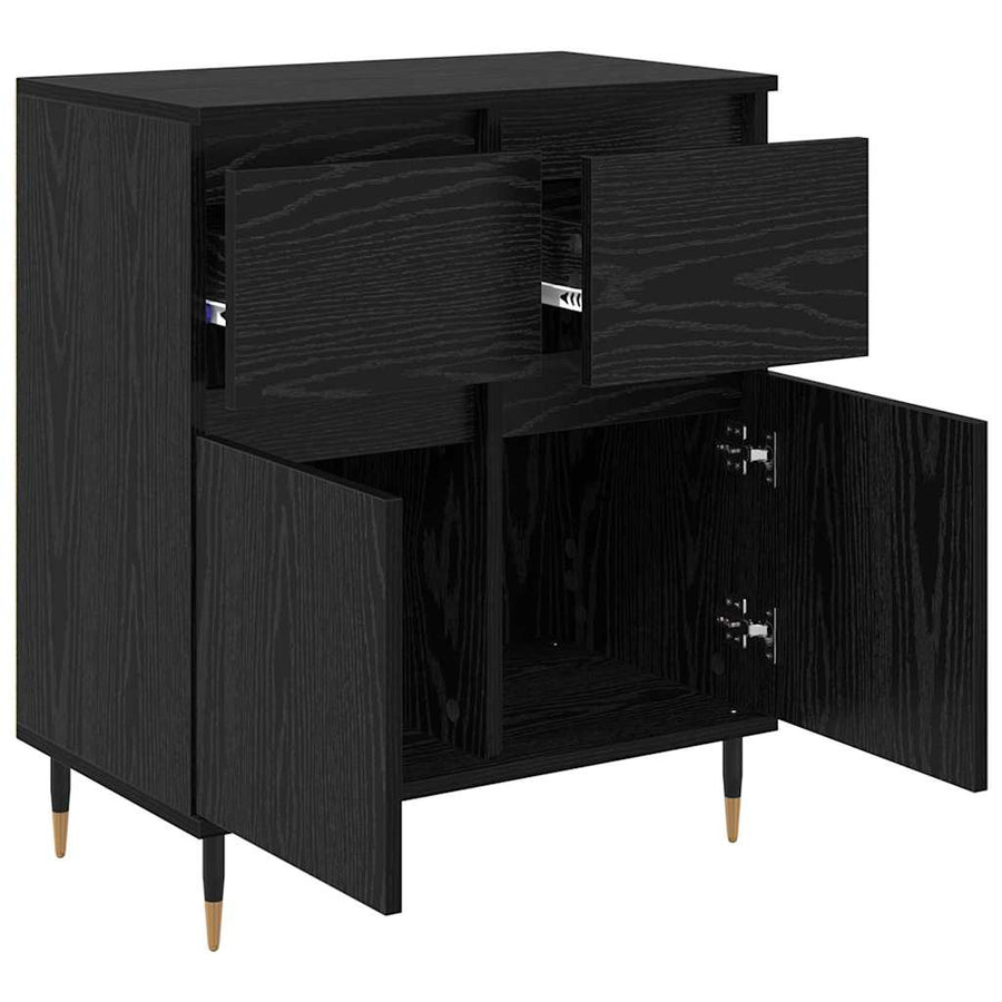 Dressoir Zwart Eiken 60 x 35 x 70 cm Gemonteerd hout en ijzer