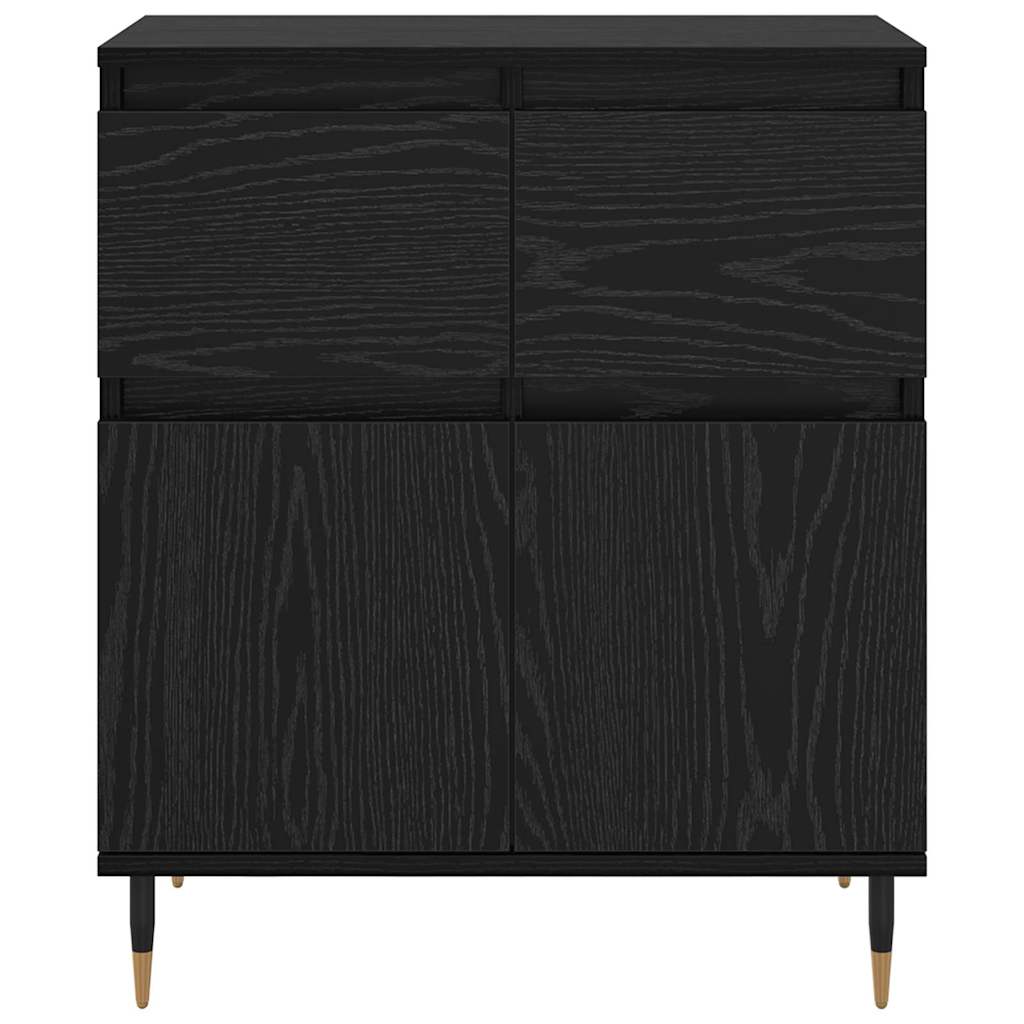 Dressoir Zwart Eiken 60 x 35 x 70 cm Gemonteerd hout en ijzer