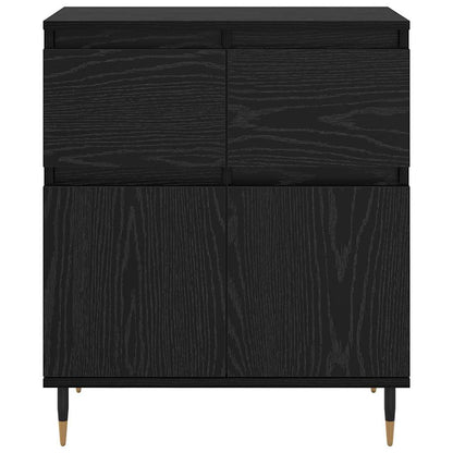 Dressoir Zwart Eiken 60 x 35 x 70 cm Gemonteerd hout en ijzer