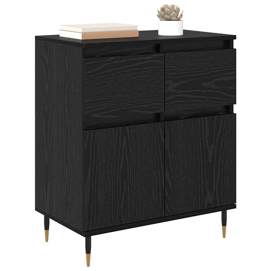 Dressoir Zwart Eiken 60 x 35 x 70 cm Gemonteerd hout en ijzer