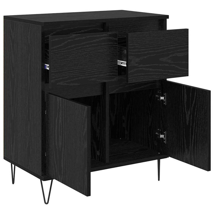 Dressoir Zwart Eiken 60 x 35 x 70 cm Gemonteerd hout en ijzer