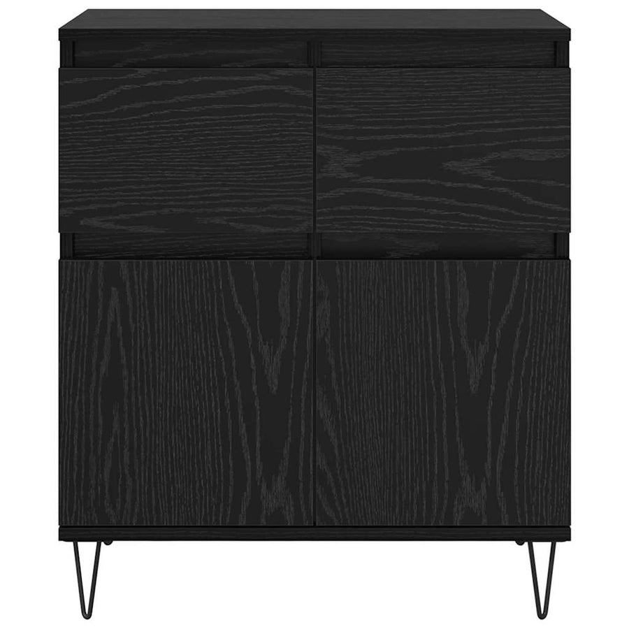 Dressoir Zwart Eiken 60 x 35 x 70 cm Gemonteerd hout en ijzer