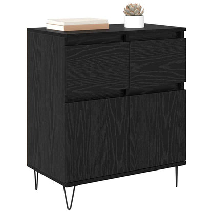 Dressoir Zwart Eiken 60 x 35 x 70 cm Gemonteerd hout en ijzer