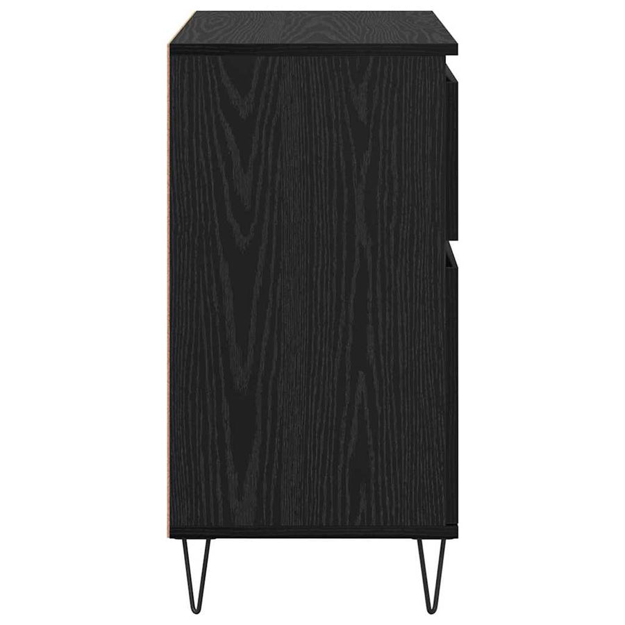 Dressoir Zwart Eiken 60 x 35 x 70 cm Gemonteerd hout en ijzer