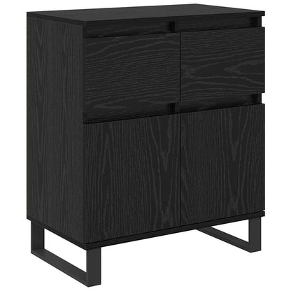 Dressoir Zwart Eiken 60 x 35 x 70 cm Gemonteerd hout en ijzer