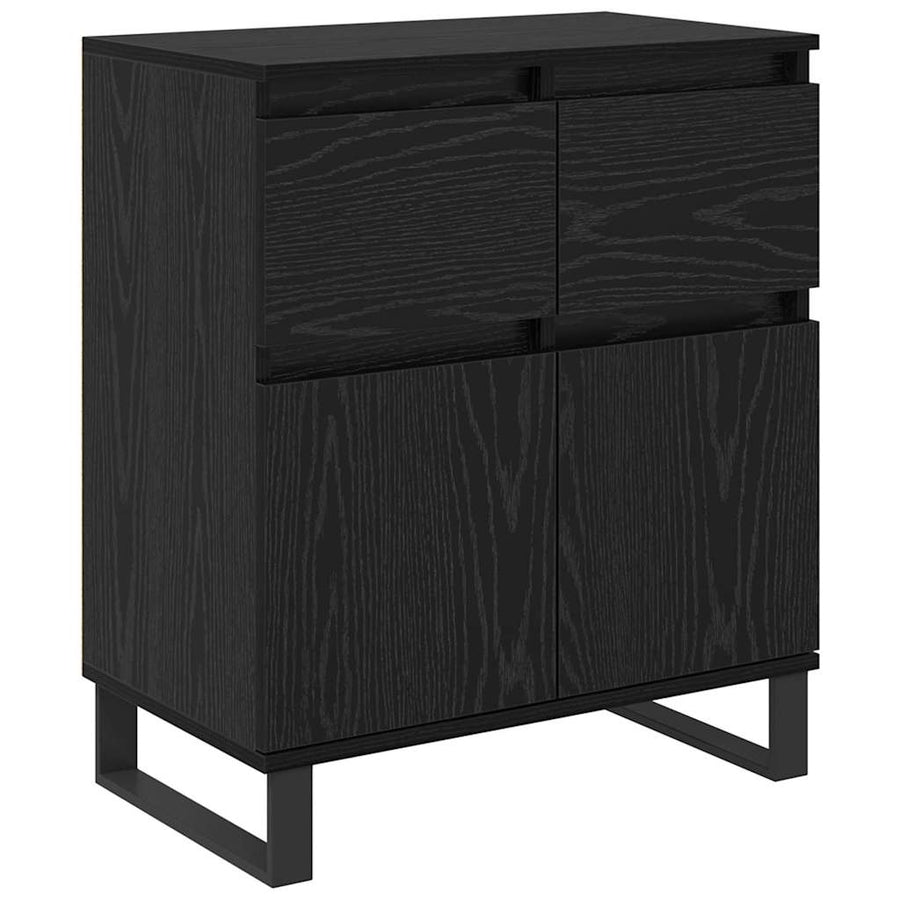 Dressoir Zwart Eiken 60 x 35 x 70 cm Gemonteerd hout en ijzer