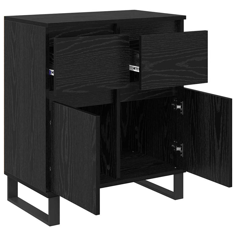 Dressoir Zwart Eiken 60 x 35 x 70 cm Gemonteerd hout en ijzer