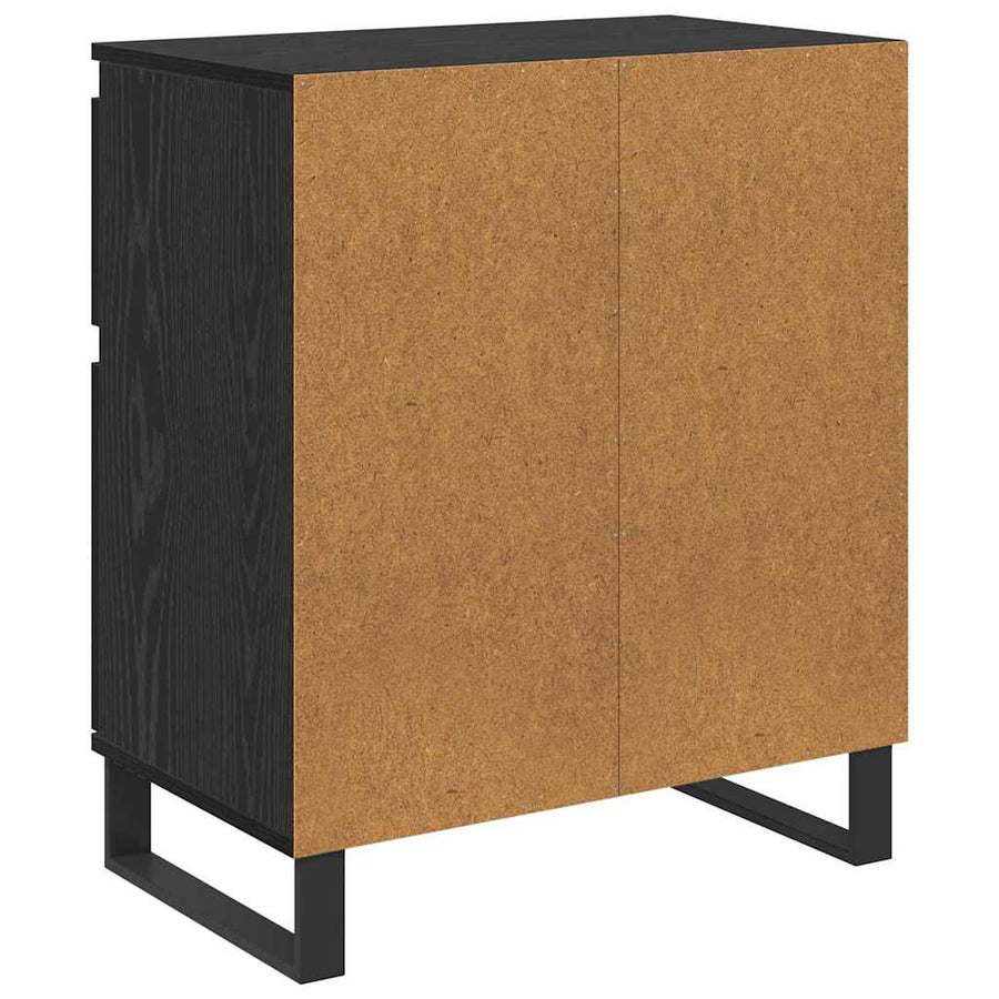 Dressoir Zwart Eiken 60 x 35 x 70 cm Gemonteerd hout en ijzer