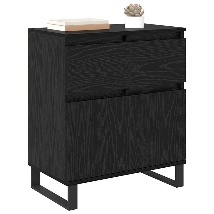 Dressoir Zwart Eiken 60 x 35 x 70 cm Gemonteerd hout en ijzer