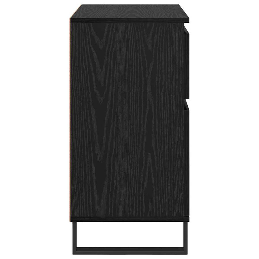 Dressoir Zwart Eiken 60 x 35 x 70 cm Gemonteerd hout en ijzer