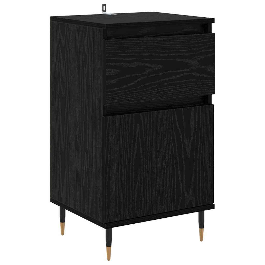 Dressoir Zwart Eiken 40 x 35 x 70 cm Gemonteerd hout en ijzer