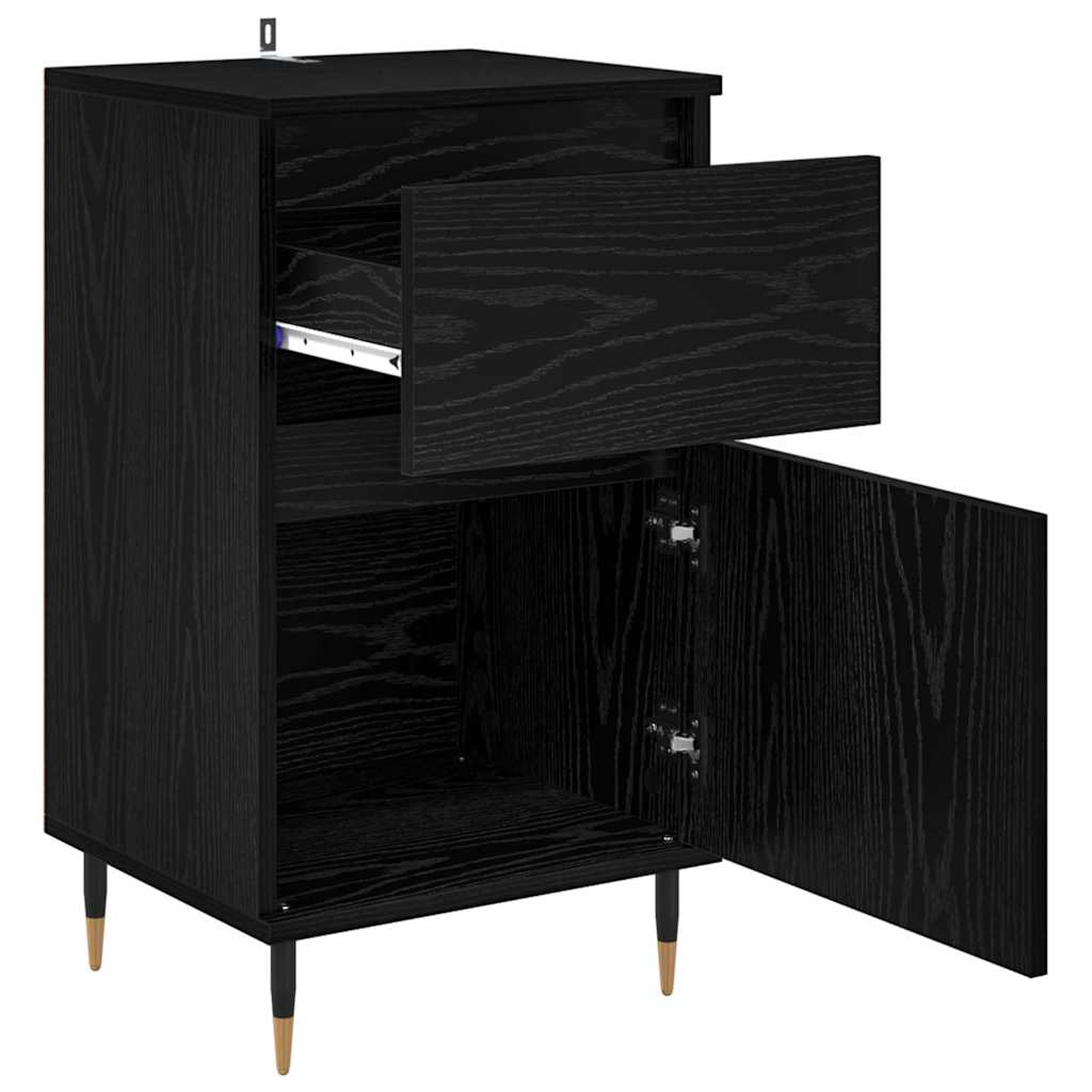 Dressoir Zwart Eiken 40 x 35 x 70 cm Gemonteerd hout en ijzer