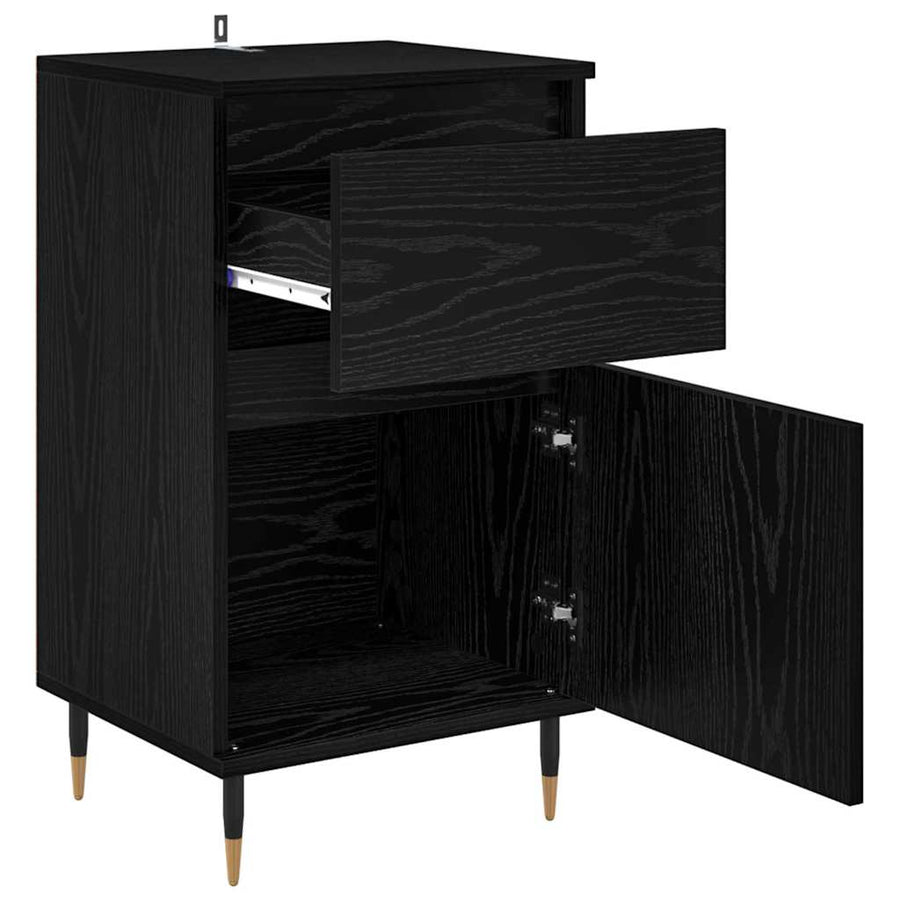Dressoir Zwart Eiken 40 x 35 x 70 cm Gemonteerd hout en ijzer