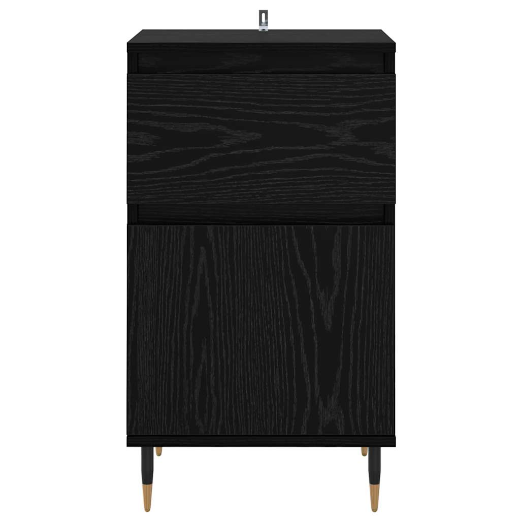 Dressoir Zwart Eiken 40 x 35 x 70 cm Gemonteerd hout en ijzer