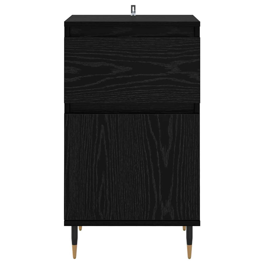 Dressoir Zwart Eiken 40 x 35 x 70 cm Gemonteerd hout en ijzer