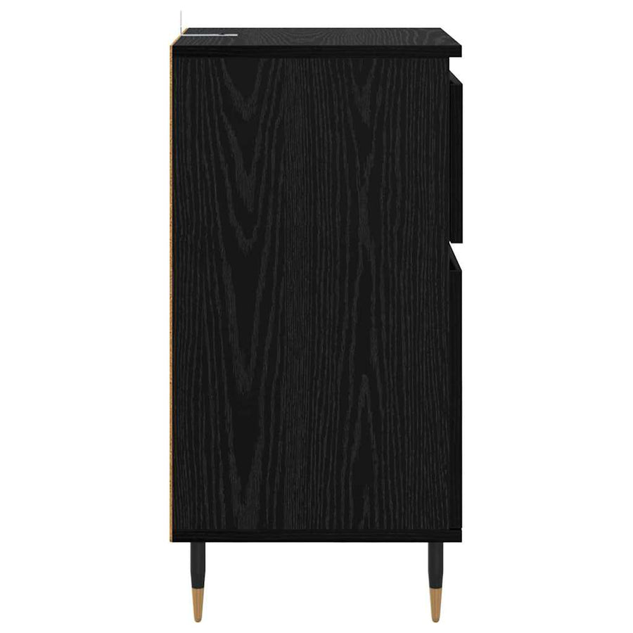 Dressoir Zwart Eiken 40 x 35 x 70 cm Gemonteerd hout en ijzer