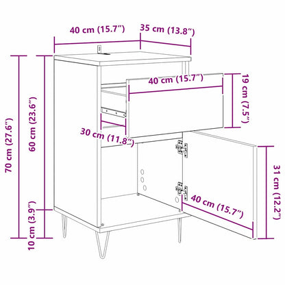 Dressoir artisanaal eikenkleurig 35 x 40 x 70 cm Bewerkt hout